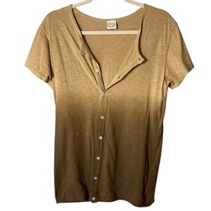 45RPM | 45 Dash Ai Indigo 100% Organic Cotton Button Down Tee - Brown Ombré - OS